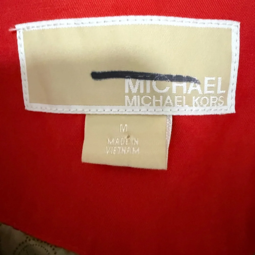 MICHAEL Michael Kors Red Belted Trench Coat Rain Jacket Hooded Size M Medium